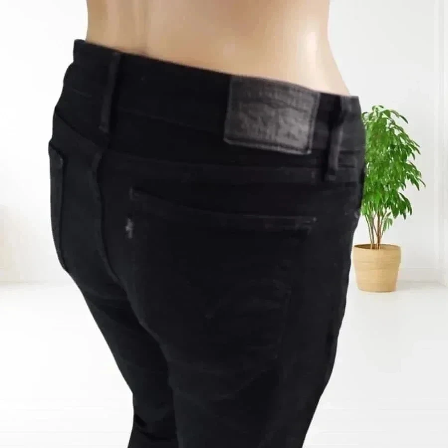 LEVI'S 712 -  original frayed slim fit jeans - low waist - stretch - deep black - very good condition - – photo 8